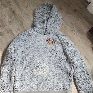PINK fuzzy LSU hoodie